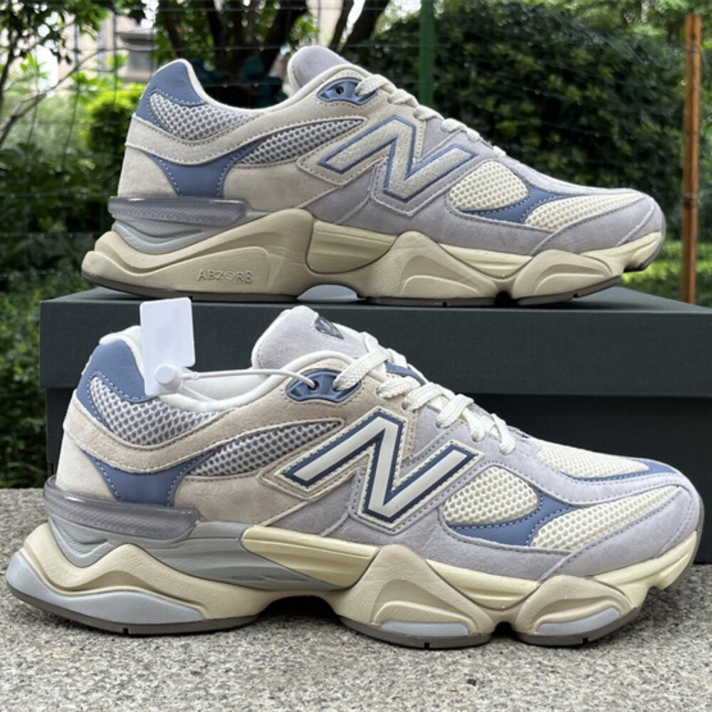 New Balance 9060 Grey & Blue Suede Sneakers